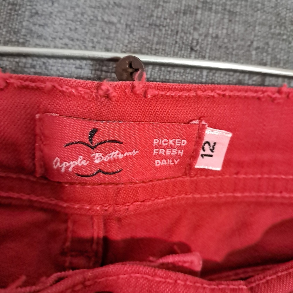 Y2K Red Apple Bottom Jeans Low Rise Apple Embroidered No Back Pockets‎ Size 12 - Picture 10 of 14